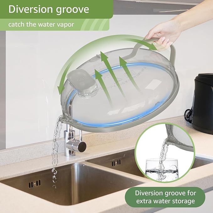 Microwave Splatter Cover with Water Steamer for Food - 10 Inch Steam Microwave Splatter Guard with Handle Plate Covers for Heating Food Splash Oven Lid with Built in Steamer