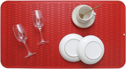 MicoYang Silicone Dish Drying Mat for Multiple Usage,Easy clean,Eco-friendly,Heat-resistant Silicone Mat for Kitchen Counter or Sink,Refrigerator or Drawer Liner Red 4XL 32 inches x 18 inches - Image 5
