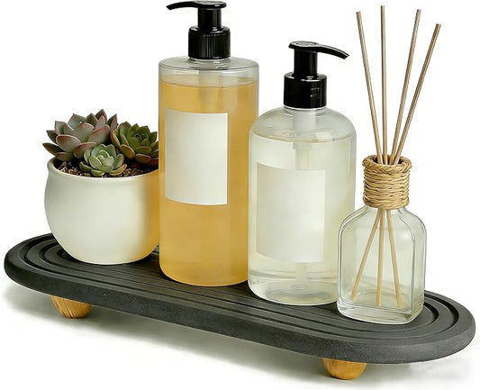 Instant Dry Sink Tray, Anti-Slip Stone Sink Caddy, Durable Kitchen Sink Organizer, Quick Dry Water Absorbing Stone Tray for Bathroom Counter, Stone Soap Tray -Dark Gray