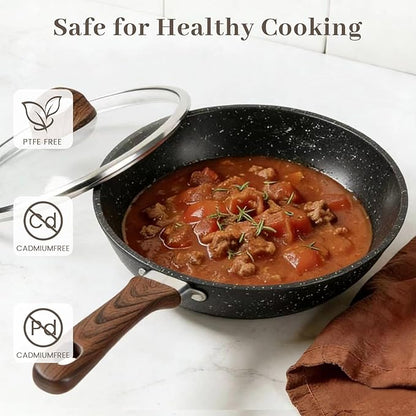 Frying Pans Skillet - 9 Pieces Nonstick Frying Pan Set Includes 3 Sizes (8"/ 10"/ 12"), PFOA Free, Induction & Oven Safe, Easy to Clean for Home Daily Cooking - Image 7