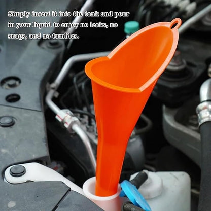 2 PCS Oil Funnel, Multi-Purpose Plastic Long Neck Oil Funnel, Automotive Use Funnels for Filling Oils Lubricants Water Diesel, Kitchen Funnels for Filling Bottles Jars (Orange)
