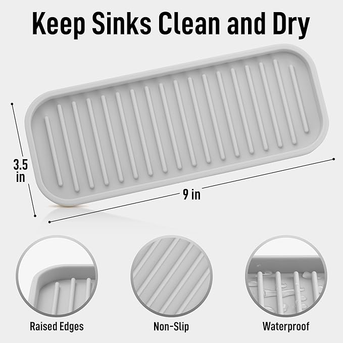 Zulay Kitchen (9x3.5) Silicone Sponge Holder for Kitchen Sink - Flexible Multipurpose Soap Tray - Sink Organizer for Kitchen, Bathroom, Makeup, Trinkets & More (White) - Image 4