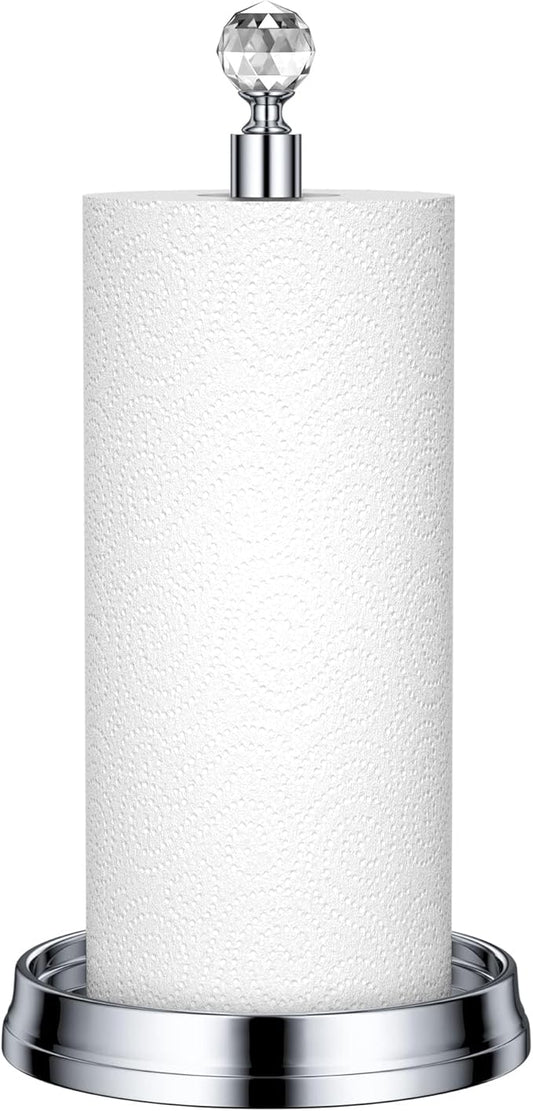 KASUNTO Crystal Ball Paper Towel Holder - Steel Stand for Countertops & Tables, Fits Standard & Jumbo Rolls, Polished Chrome by Kasunto