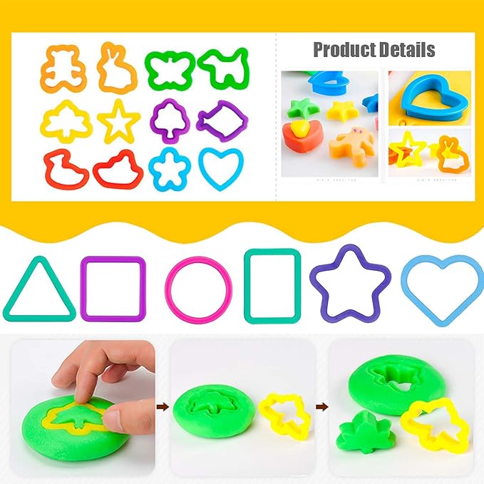 32-Piece Dough Tool Set for Kids – Dough Play Tools with Molds, Rollers, Extruder, Cutters & Scissors –Clay Tools for Creative Play (Random Colors) - Image 4
