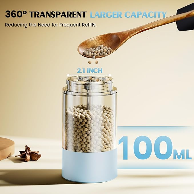Electric Salt and Pepper Grinder Set Automatic Battery Pepper Mill Shakers Adjustable Coarseness Upgraded Larger Capacity with Led Home and Kitchen Appliances Birthday Gifts for Women Mom - Image 4