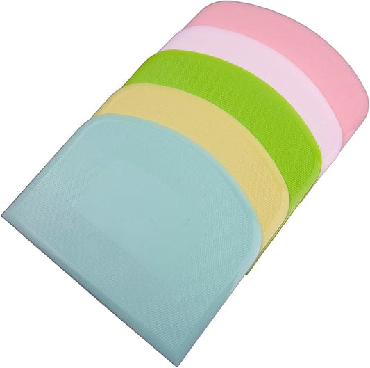 5-Pack Dough Scraper Bowl Food-safe Plastic Dough Cutter Flexible Bench Multipurpose Food Scrappers for Bread Dough Cake Fondant Icing by YOFAN
