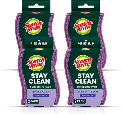 Scotch-Brite Dobie Stay Clean Scrubbers, Non-Scratch Dual-Sided Dish Sponges with Absorbent Cloth Side, Odor Resistant Scrubbing Pads for Dishes and Household Cleaning, 8-Pack by 3MIndustrial