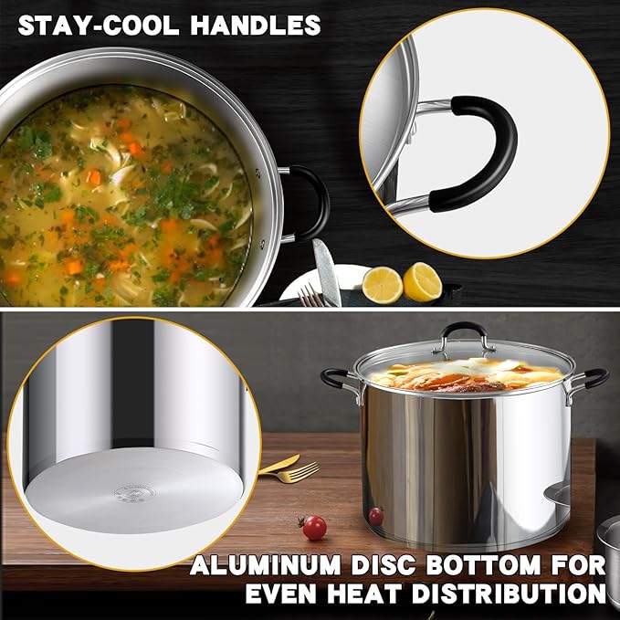 Cook N Home Stockpot Sauce Pot Induction Pot With Lid Professional Stainless Steel 8 Quart , Dishwasher Safe With Stay-Cool Handles , Silver - Image 5