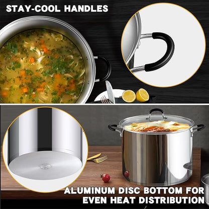 Cook N Home Stockpot Sauce Pot Induction Pot With Lid Professional Stainless Steel 12 Quart, Dishwasher Safe With Stay-Cool Handles, Silver - Image 5