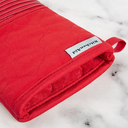 KITCHENAID Quilted Cotton Terry Cloth Oven Mitt, Pot Holder, Kitchen Towel 4-Pack Set, Heat Resistant, Silicone Grip, Gift Set, Passion Red, 16"x26", 7"x13" & 7"x10" - Image 7