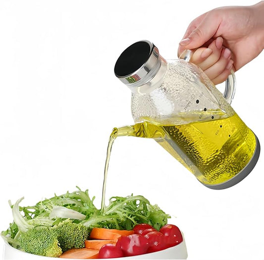 High Borosilicate Glass Oil Bottle-Olive Oil Dispenser for Kitchen-Soy Sauce and Vinegar Dispenser Bottle- Cooking Container Cruet-Oil Dispensing Bottles(Raindrops, Large/750ml)