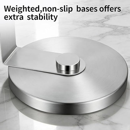 ZUNTO Paper Towel Holder for Countertop, Freestanding Kitchen Paper Towel Organizer, One-Hand Tear Paper Towel Rack, Heavy Duty and Non-Slip, Silver