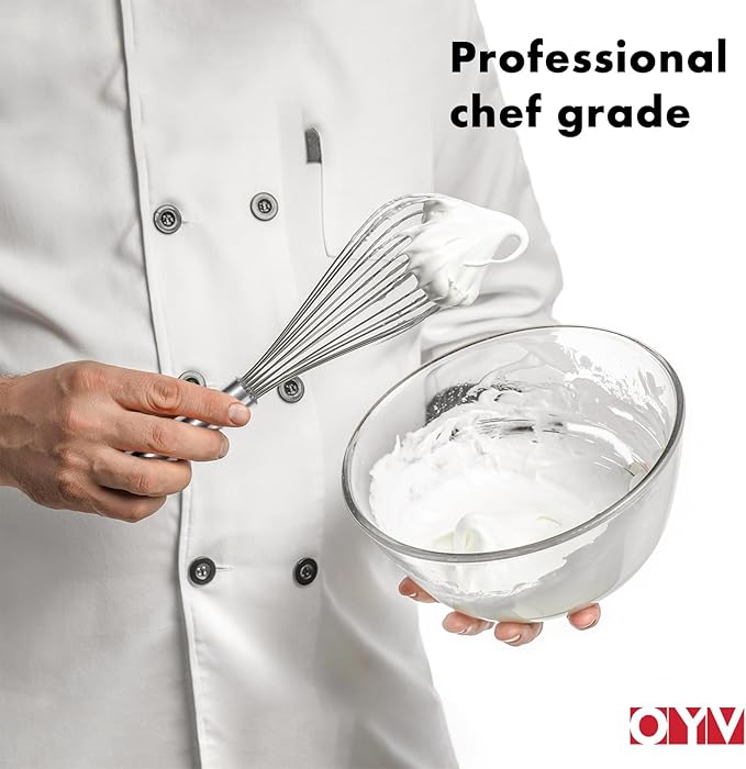 OYV 12" Whisk for Cooking, Ergonomic Handle, Dishwasher Safe 18/10 Stainless Steel Whisk, Professional Kitchen Wire Whisk, Perfect for Blending, Whisking, Baking, and Beating - Image 9