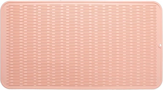 MicoYang Silicone Dish Drying Mat for Multiple Usage,Easy clean,Eco-friendly,Heat-resistant Silicone Mat for Kitchen Counter or Sink,Refrigerator or Drawer Liner Pink 4XL 32 inches x 18 inches by MicoYang