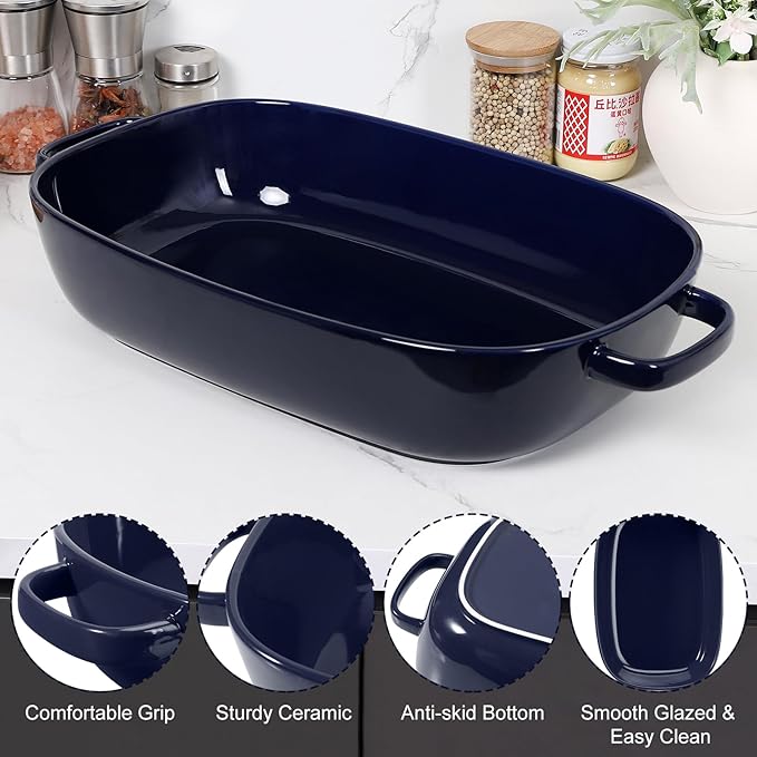 4.5 Quart Ceramic Baking Dish,Serving Bakeware for Casserole,Lasagna,Gratin,Broiling,Roasting,and Baking.Large Deep 14x10x3.11 inches Pan,Safe for Oven Microwave Refrigerator Disinfection Cabinet and - Image 5
