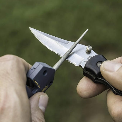 Smith’s Pocket Pal Tactical Knife Sharpener - 2 Stage Sharpener & Diamond Sharpening Rod - Pocket Clip - Outdoor Hunting Knife & Hook Sharpener - Compact & Lightweight - Image 4