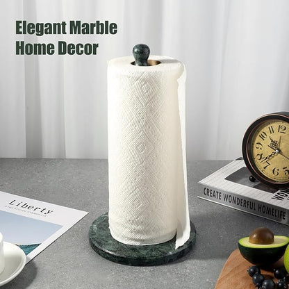 Koville Italian Natural Marble Paper Towel Holder Countertop, Genuine Stone Paper Towel Holder Stand for Kitchen Storage, for Standard or Jumbo-Sized Rolls(Alpi Green) - Image 7