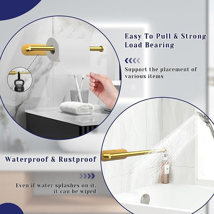Paper Towel Holder, Self Adhesive or Drilling Paper Towel Holder Under Cabinet, Stainless Steel Paper Towel Holders Wall Mount for Kitchen, Bathroom, Sink, Pantry, Fridge (Gold) - Image 4