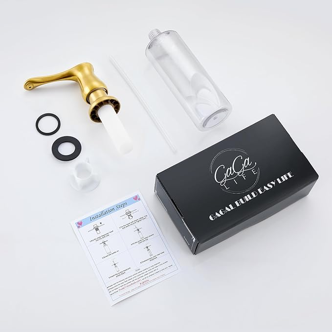 GAGALIFE Kitchen Sink Soap Dispenser Gold, Built in Soap Dispenser with 17 OZ Bottle, Refill from The Top, Liquid Dispenser for Kitchen Sink - Image 9