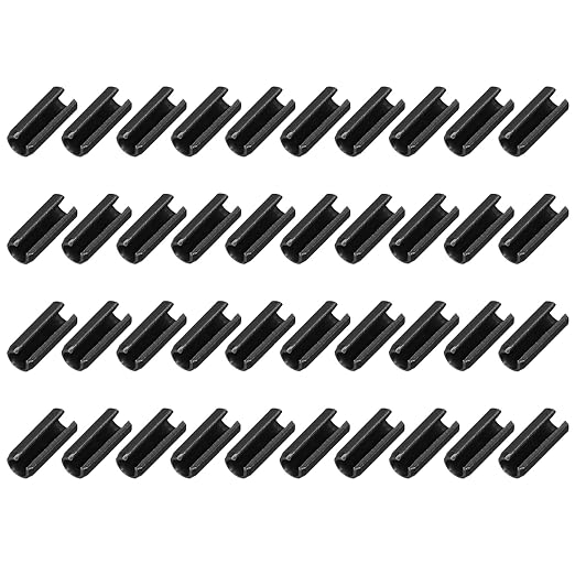 MECCANIXITY 60Pcs Slotted Split Roll Pins 1/5 Inch(5mm) Dia. 1/2 Inch(14mm) Length 65Mn Steel Spring Tension Expansion Dowels for Secure Fastening, Black