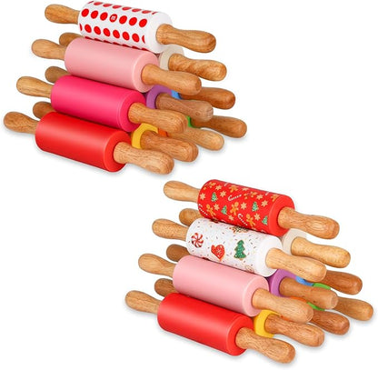 Mini Silicone Rolling Pin for Kids, Non-stick Surface Wood Handle, 9 Inch 20 Pack by Honglida