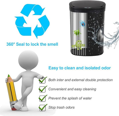 Bigacc Kitchen Trash Can | Stainless Steel 13 Gallon Trash Can | 50L Touch Free Garbage Can with Lid | Electronic Motion Sensor Automatic Trash Bin High Capacity for Kitchen Bathroom Office, Black - Image 4