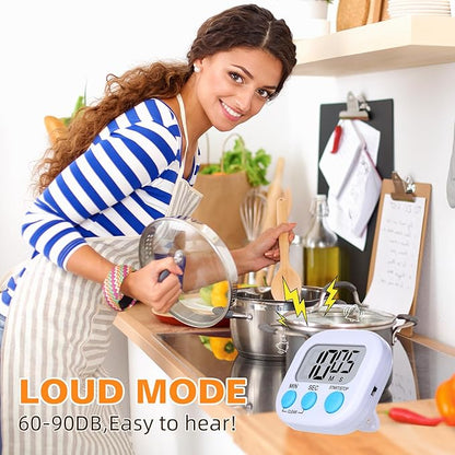 12 Pack Digital Kitchen Timers for Cooking, Small Magnetic Countdown Classroom Timers for Teachers Kids, Big Digits Loud Alarm Backing Stand Timer for Kitchen, Shower, Study, Work, Exercise Training - Image 2