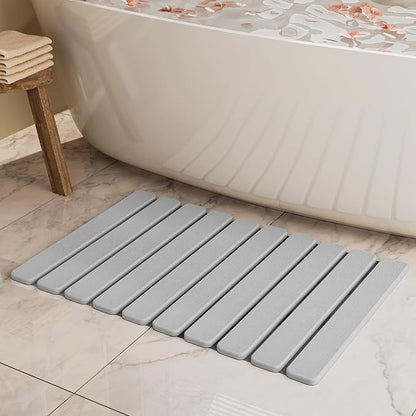 Foldable Stone Bath Mat, Quick Dry Stone Drying Mats for Bathroom, Super Absorbent Rollable Bath Mat, Non Slip, Large Diatomaceous Earth Dish Drying Mats for Kitchen Counter, 23.5 x 15.4in by SummerKiss
