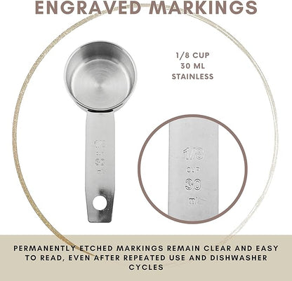 1/8 Cup Stainless Steel Measuring Cup | Sturdy Metal 30 ml | 30 cc | 1 oz | Single Cup for Wet and Dry Ingredients | Great for use as 1/8 Cup Coffee Scoop - 12 PK - Image 5