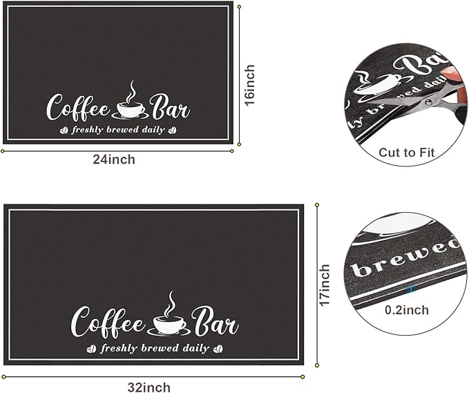 CooRug Absorbent Coffee Mat, Fashion Dish Drying Mat for Kitchen Counter Coffee Bar Accessories Espresso Machine Dish Rack 17" x 32" Black - Image 2