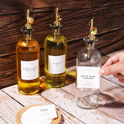 Molimoli Oil and Vinegar Dispenser with Metal Pour Spout, Weighted Pourer, Glass Bottle Dispenser for Kitchen, Olive Oil Cruet, Glass Olive Oil Bottle | 500ml, Set of 2 - Image 8