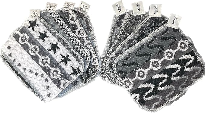 Skoy Scrub, 8-Pack Reusable, Non-Scratching Dish Scrubber for Kitchen and Household Cleaning, Planet-Friendly, Dishwasher Safe Soft Scrub, Monochromatic Colors by Skoy
