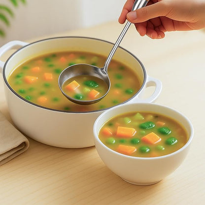 FJNATINH Soup Ladle, Stainless Steel Ladle with Heat Resistant Wooden Handle, Food Grade Metal Cooking Soup Spoon Kitchen Tools, Easy to Clean - Image 7
