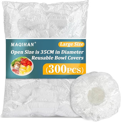 MAQIHAN 300 Bowl Covers Bread Proofing - Extra Large Plastic Wrap for Food Sourdough Bread Baking Rising Elastic Reusable Plate Covers Outdoor Food Fresh Keeping Bags Shower Cap Hair Deep Conditioning by MaqiIhanCustomOfficial