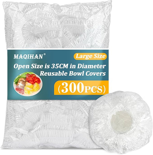 MAQIHAN 300 Bowl Covers Bread Proofing - Extra Large Plastic Wrap for Food Sourdough Bread Baking Rising Elastic Reusable Plate Covers Outdoor Food Fresh Keeping Bags Shower Cap Hair Deep Conditioning by MaqiIhanCustomOfficial