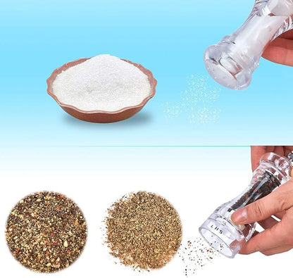 LHS Pepper Mill and Salt Shaker Set of 2 Salt and Pepper Mill Shaker with Adjustable Coarseness-Clear - Image 2