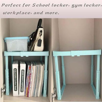 Svartur Adjustable Locker Shelf for School, Height and Width Adjustable Locker Organizer for Work, Stackable Locker Tools for Gym Lockers, Back to School Essentials, Mint Blue