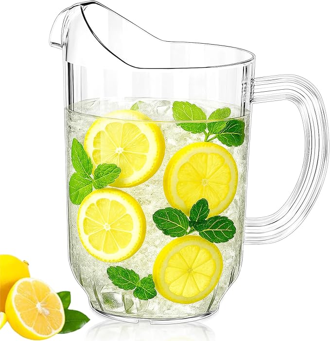 Tessco for you Plastic Pitchers 60 Ounce Clear Restaurant Jug Large Water Pitcher Carafe Serve Milk Tea Juice Drink for Parties Container Dispenser Beer Jar(1 Pcs) by Tessco