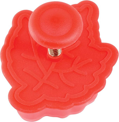 R&M Autumn Theme Pastry & Cookie Stamper set of 4. Assorted Designs & Colors, Turkey, Acorn, Pumpkin, Oak leaf. 2 Inch Assorted Color Cookie Cutters