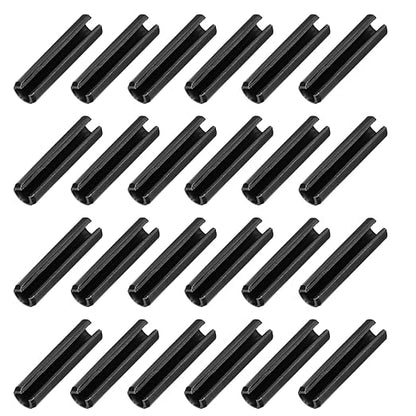 MECCANIXITY 25Pcs Slotted Split Roll Pins 2/5 Inch(10mm) Dia. 1-3/5 Inch(40mm) Length 65Mn Steel Spring Tension Expansion Dowels for Secure Fastening, Black
