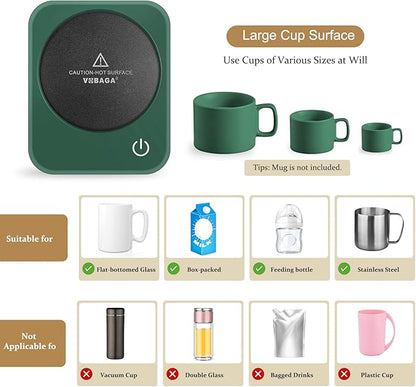 VOBAGA Coffee Mug Warmer for Desk with Auto Shut Off & 3-Temp Settings, Coffee Cup Warmer with Smart Safety Alert Home Office Accessory, Perfect for Coffee, Tea, Milk (No Mug) - Image 8