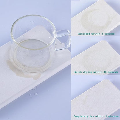 NiuYichee 2 Pcs Water Absorbing Stone Trays, Kitchen/Bathroom Sink Soap Dish, Diatomite Tray Used for Hand Soap & Cosmetic Bottles in The Modern Home, 4" W x 8.3" L, White