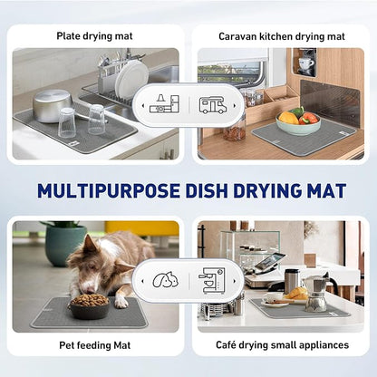 14.6*11.8 inch Microfiber Dish Drying Mat,2 Compact Ultra Absorbent Dish Mat Drying Kitchen Mat,Small Dish Drying Mats for Kitchen Counter,Draining Racks,Sinks (Gray) - Image 6