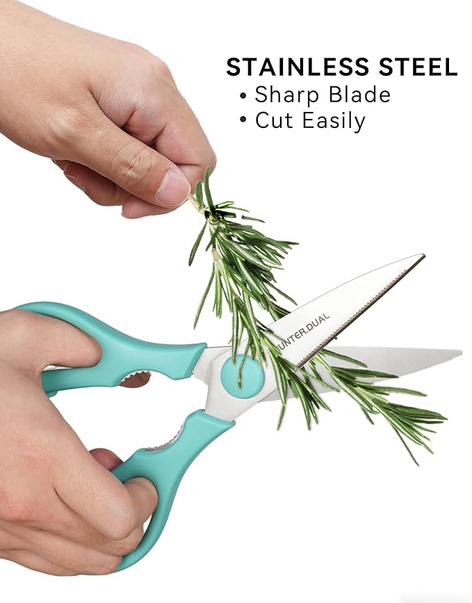 Kitchen Scissors for Food, HUNTER.DUAL Heavy Duty Come Apart Poultry Shears for Cooking, All Purpose for Cutting Chicken, Meat, Fish & Vegetables (Auqa, 8.35 Inch) - Image 2
