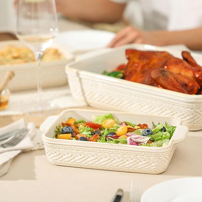 Casserole Dishes for Oven, Ceramic Baking Dishes Set of 3, Rectangular Lasagna Pans Casserole Dish Set for Baking, Cooking, Kitchen, Cake Dinner, Banquet (15.4''/12.3''/9.8'') - Image 6
