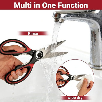 Kitchen Shears Set of 2, Heavy Duty Kitchen Scissors Seafood Scissors, Stainless Steel Sharp Food Cooking Scissors for Meat, Bones, Fish, Poultry, Vegetables, Chicken, Dishwasher Safe - Image 5