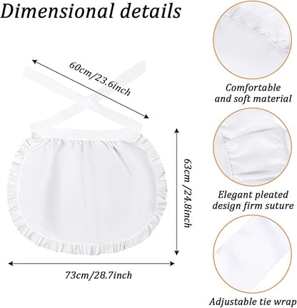 Tucnoeu 2pcs White Mob Cap Half Apron Halloween Colonial Costume Set Women Pilgrim Costume Accessories for Maid Girl Cosplay