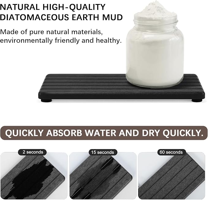 3PCS Stone Drying Tray, Stone Soap Tray, Water Absorbing Stones Trays for Sink, Fast Dry Diatomite Stones Sink Mat, Used for Hand Soap,Sponge,Toothbrush Holder in Bathroom Counter and Kitchen Sinks - Image 2