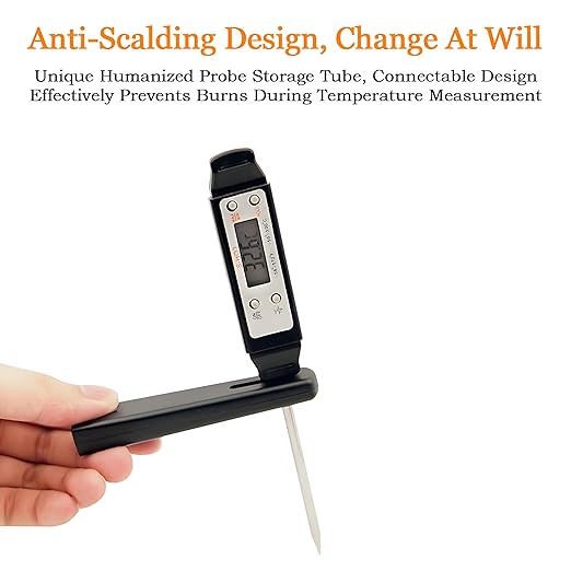 Meat Thermometer - Digital Food Thermometer for Cooking Kitchen - Automatic Calibration Pen Style Electronic Pocket Thermometer for Water Temperature, Barbecue (Black) - Image 9