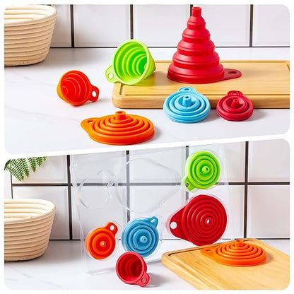 KALAVE Kitchen Funnel Set 6 Pack - Food Grade Silicone Collapsible Funnel, Funnels for Kitchen Use Filling Bottles, Daily Cooking, and Water or Powder Transfer. (Multicolor) - Image 9